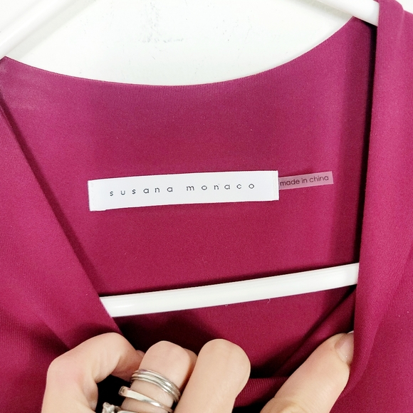 Susana Monaco burgundy long sleeve cutout mini dress - Picture 6 of 8